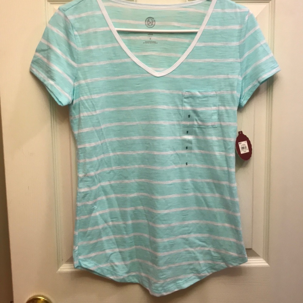 Tiffany blue and white striped vneck❤️